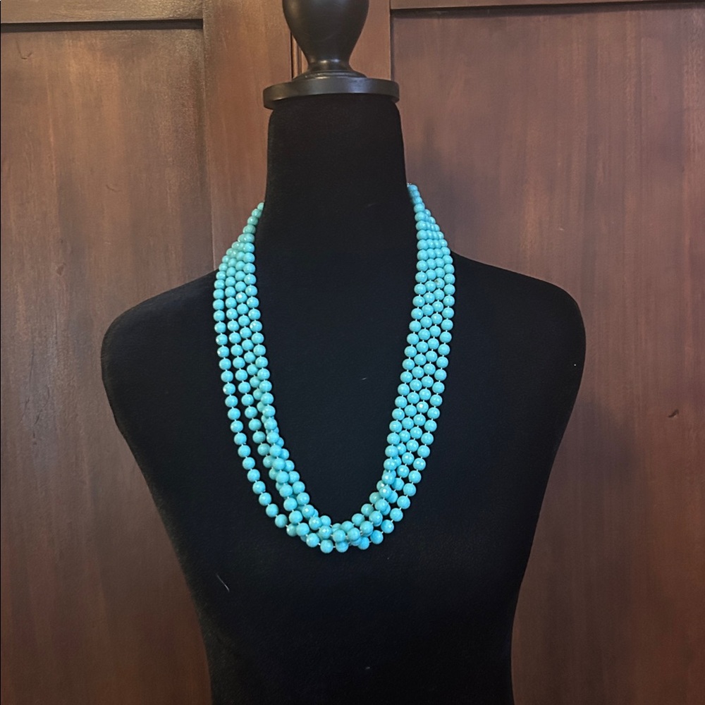 60s Turquoise Plastic Beaded Necklace